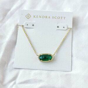 Kendra Scott Elisa Green Cat's Eye Gold Necklace